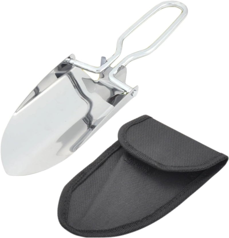Narui Seven Stainless Steel Folding Shovel, Mini Lightweight Camping Shovel with Oxford Storage Bag, 2 Styles - Ideal for Gardening, Hiking, Beach, Outdoor Digging (Original Color (Without Handle)) - Image 1